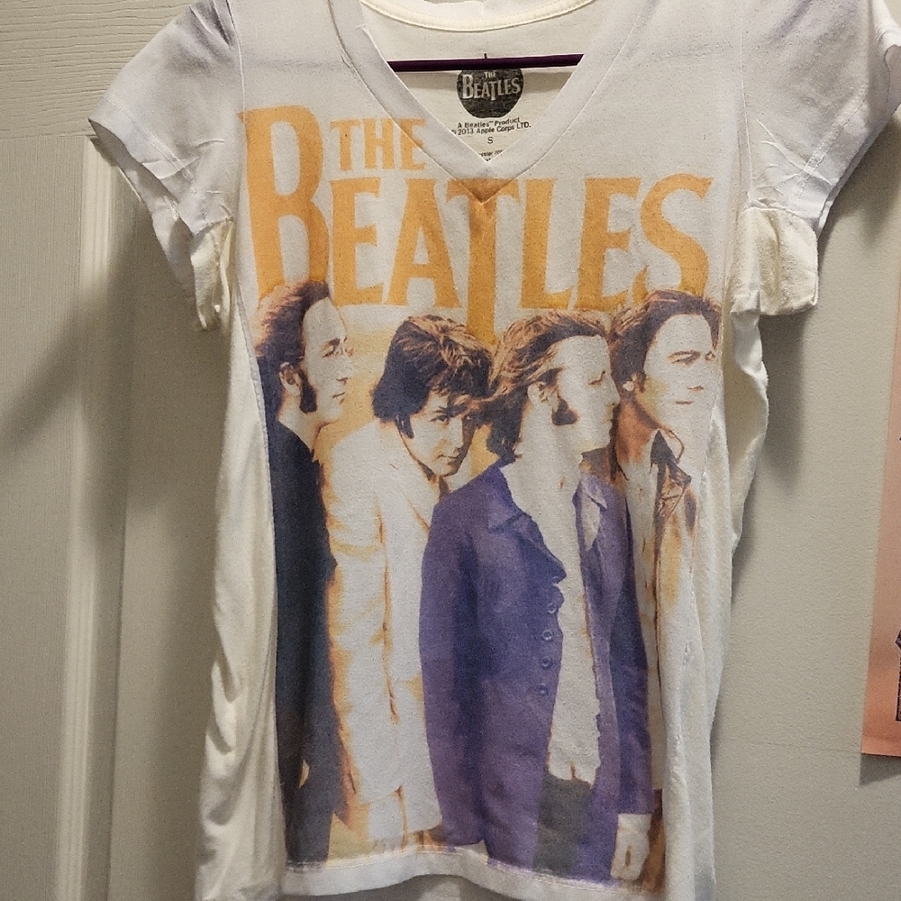 The Beatles White and Orange Short Sleeve Tee